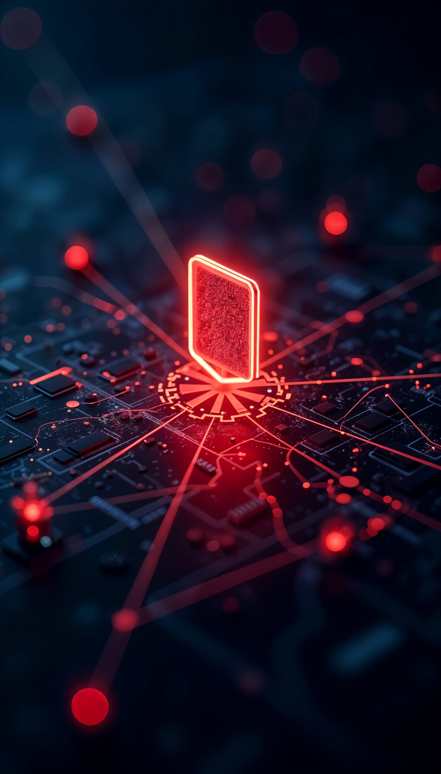 Ilustración de red privada virtual conectando dispositivos de forma segura, con iconos de nube y candado representando seguridad en entornos empresariales.