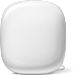 Imagen del sistema Google Nest WiFi Pro, router Mesh con diseño minimalista ideal para hogares inteligentes.